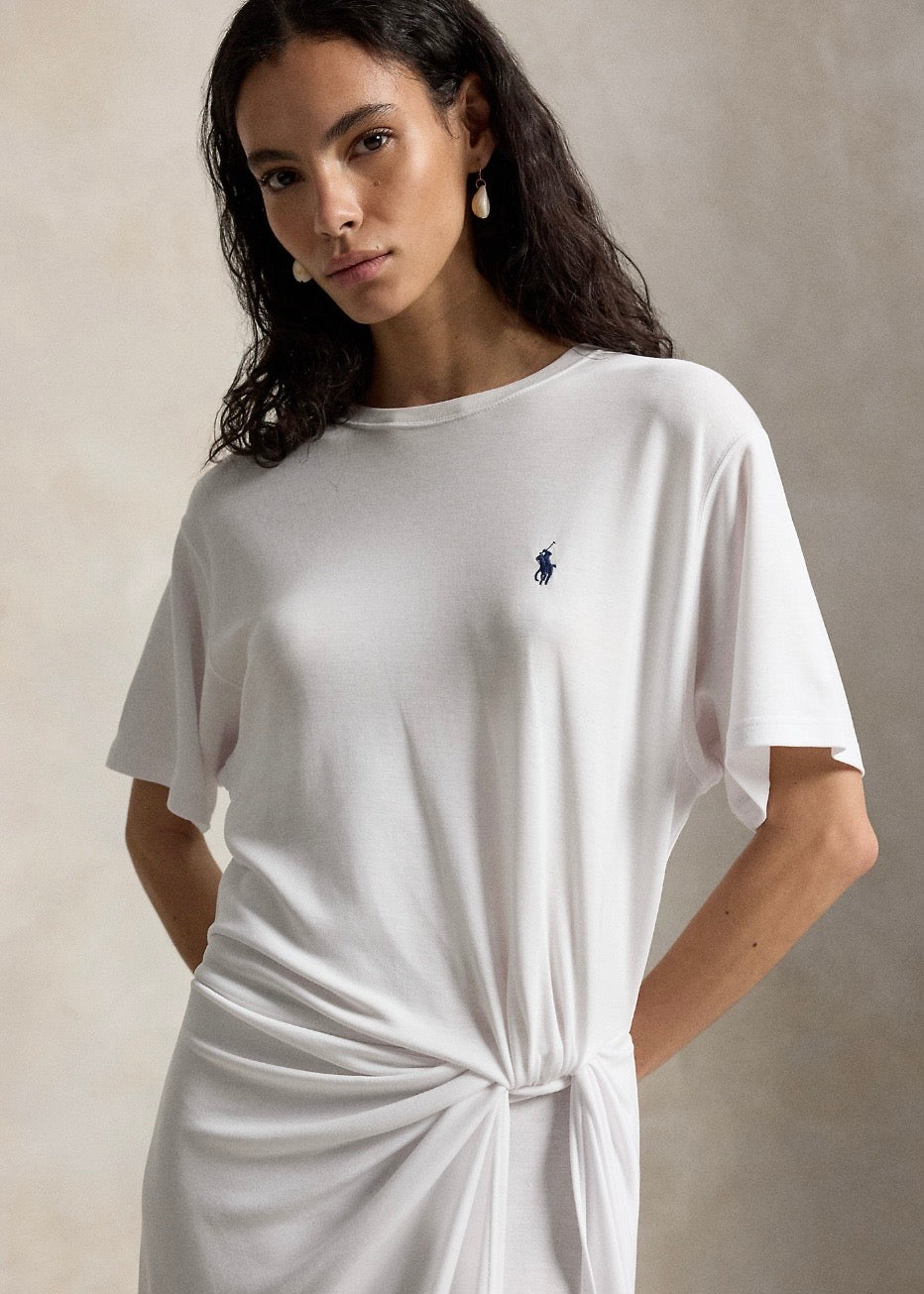 Twist Detail Tee Dress White
