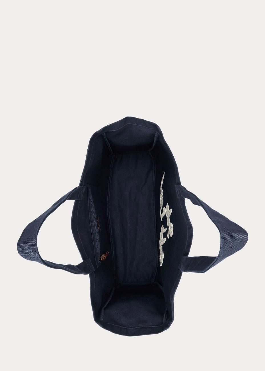 Embroidered Canvas Tote Newport Navy