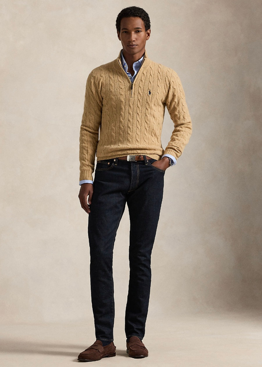 Cable Zip Camel Melange