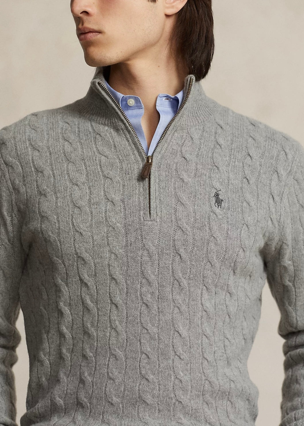 Polo Ralph Lauren Cable Zip - Fawn Grey Heather