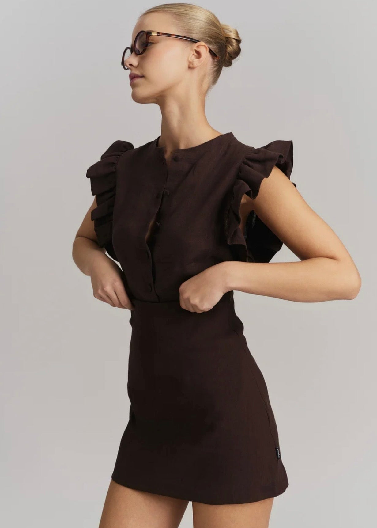 Pauline Linen Shirt Dark Brown