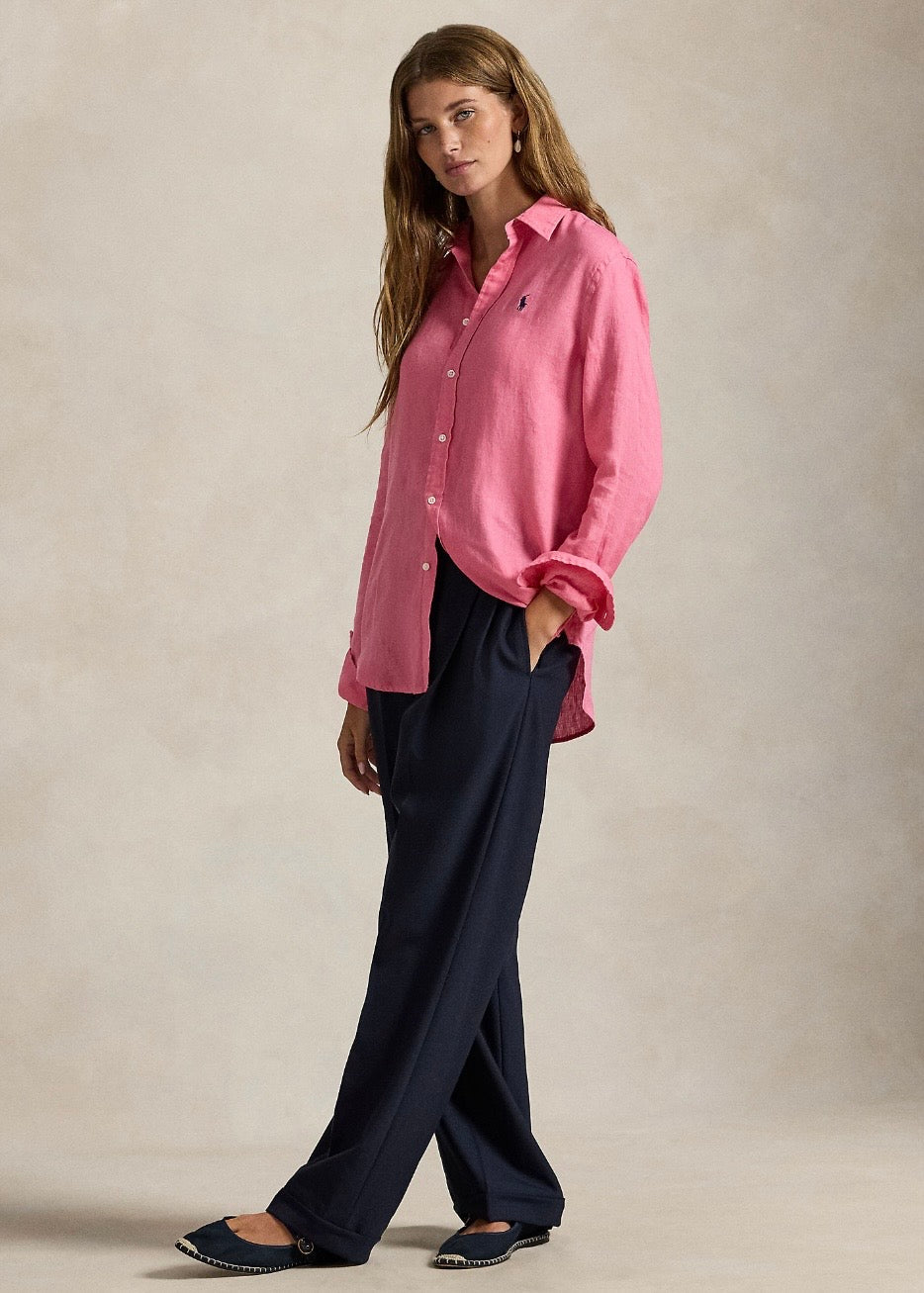 Classic Fit Linen Shirt Pink