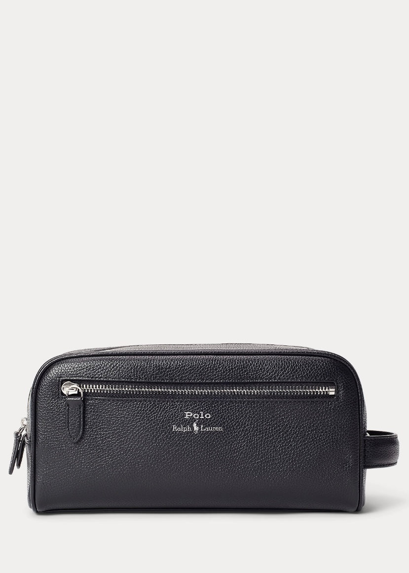 Leather Washbag Black