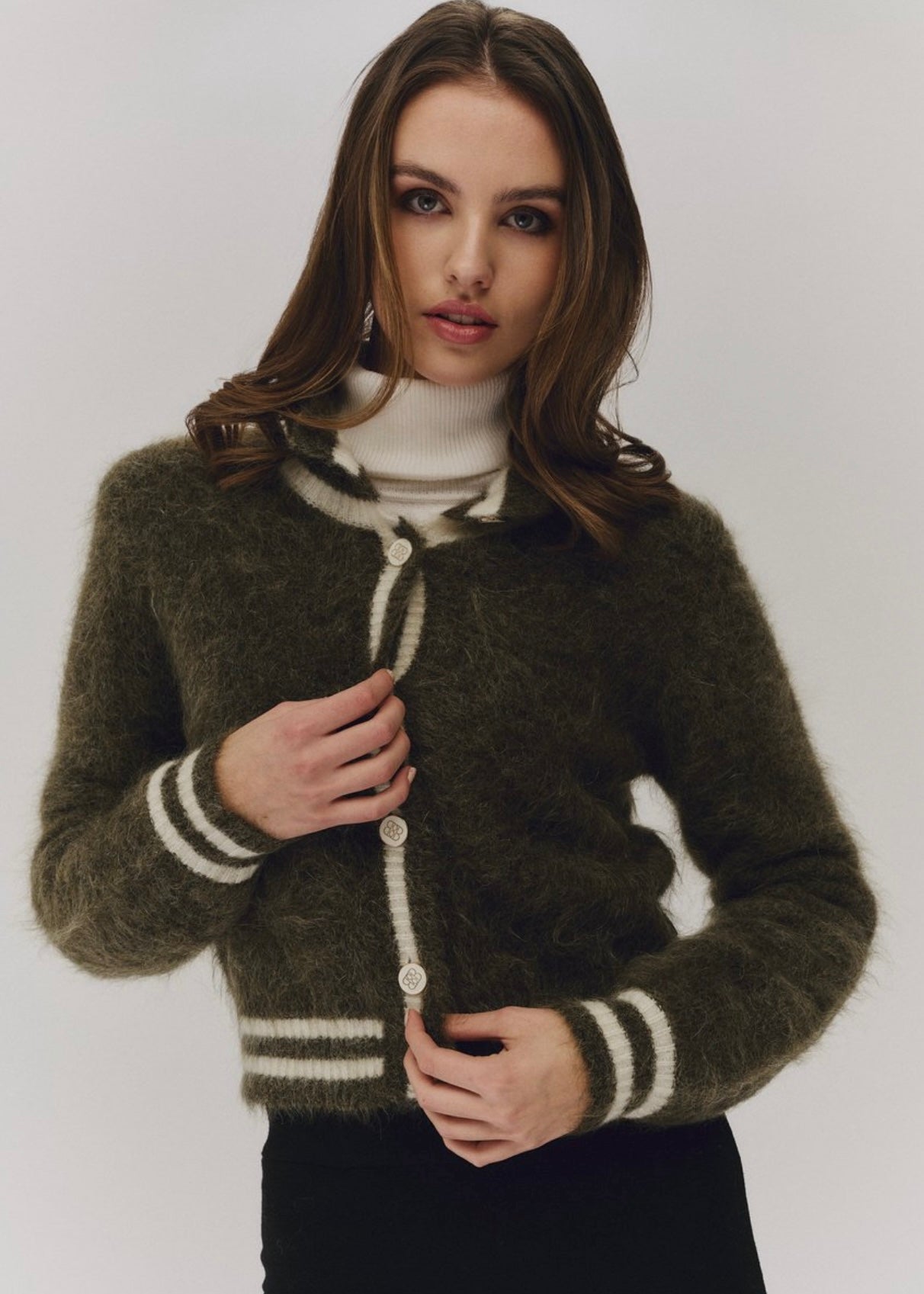 Twiggy Chunky cardigan Moss Green