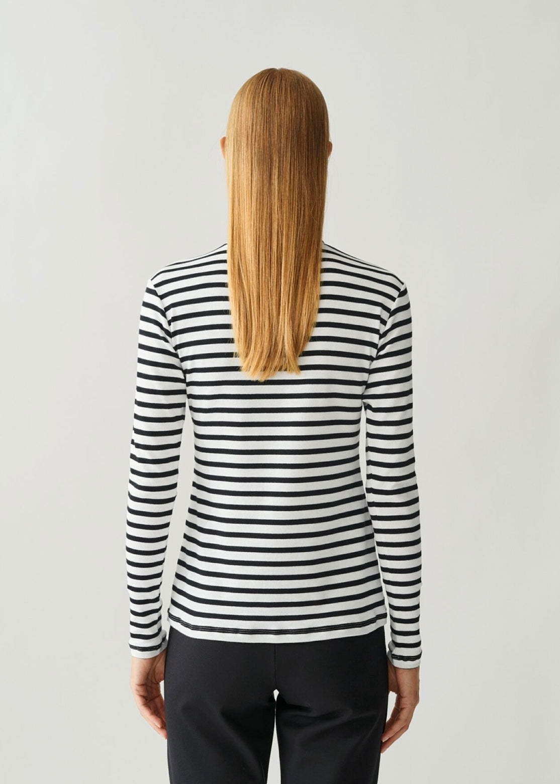 Julie Josephine Rib Cotton Jersey polo - Black/White Stripe