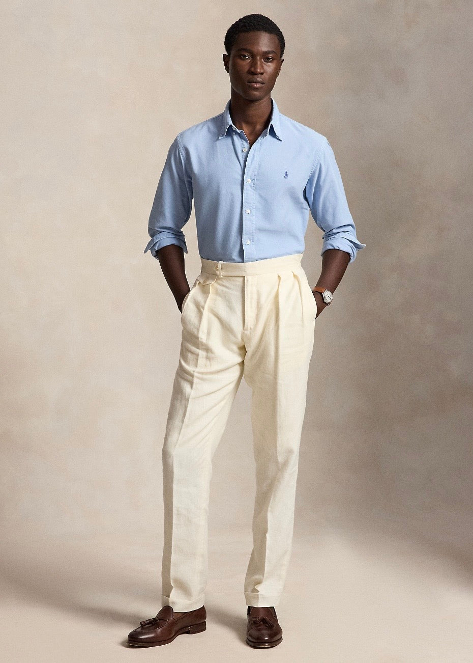 Custom Fit Garment Dyed Oxford Chambray Blue
