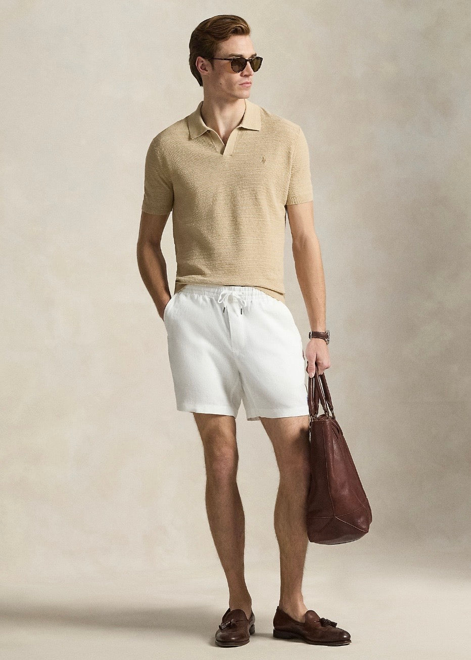 Prepster Linen Shorts White