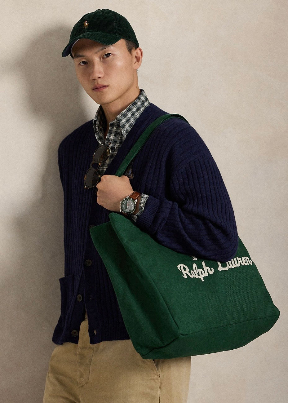 Embroidered Canvas Tote Vintage Pine