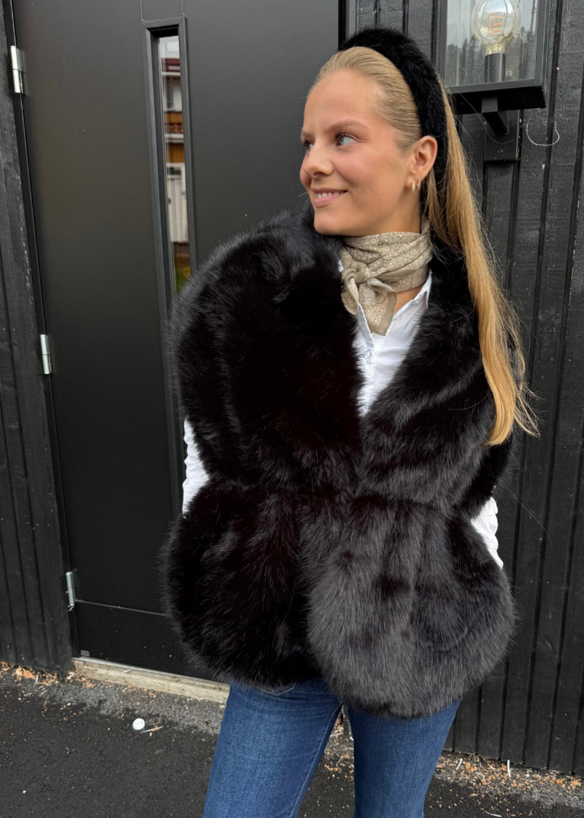 Stola fuskepels Svart