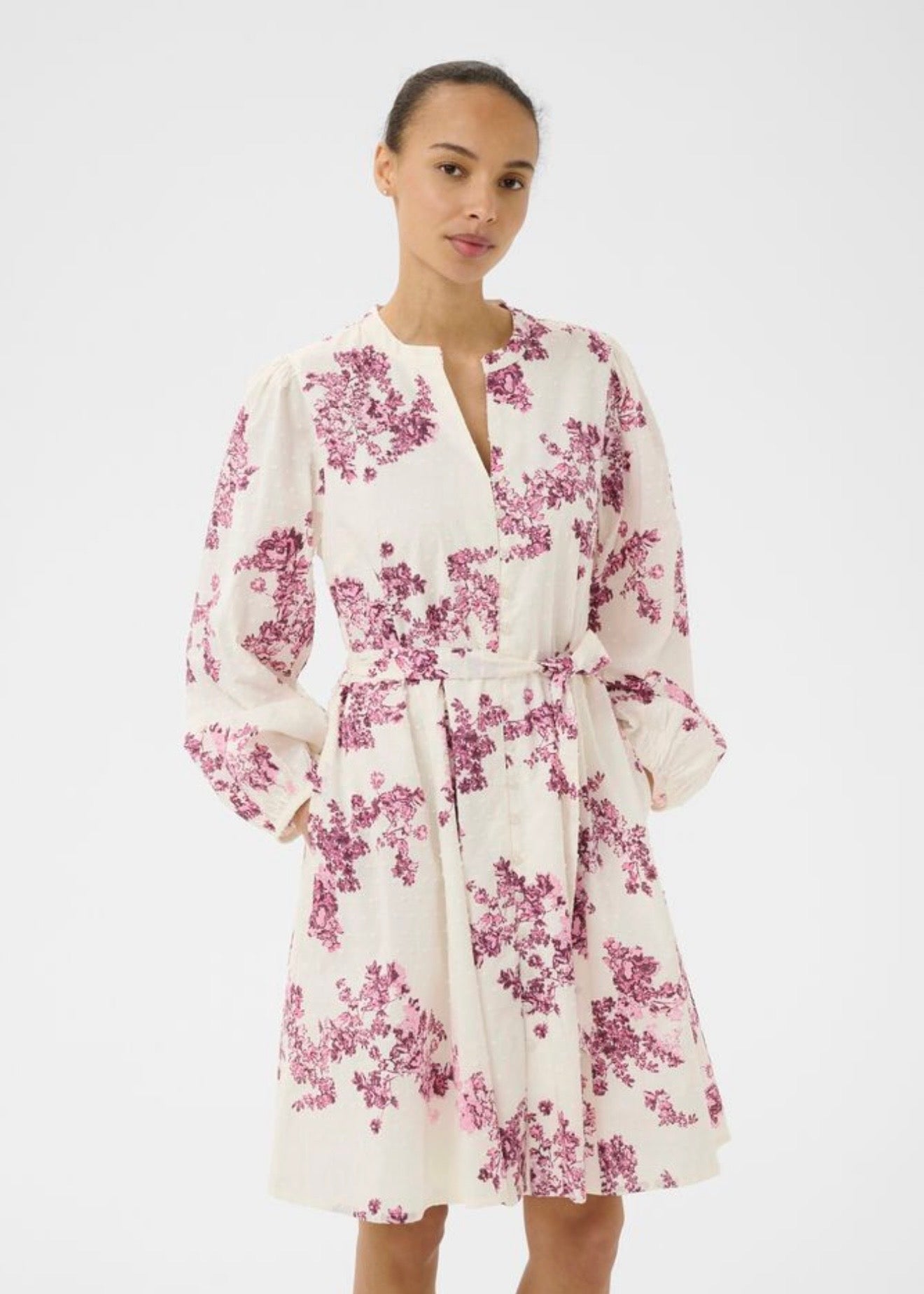 Avira Dress Pink Shadow Flower Print