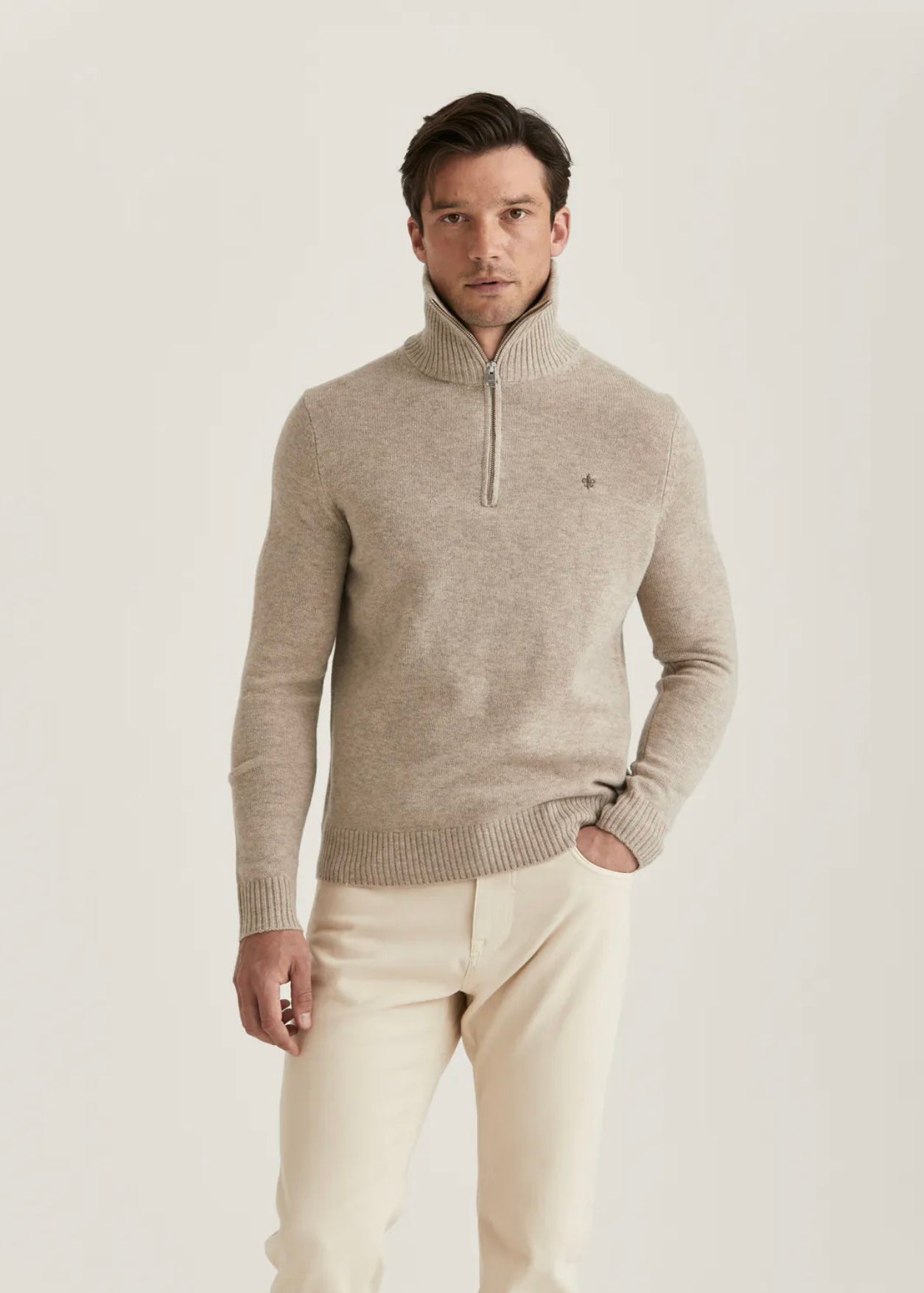 Morris Hertford Half Zip - Khaki