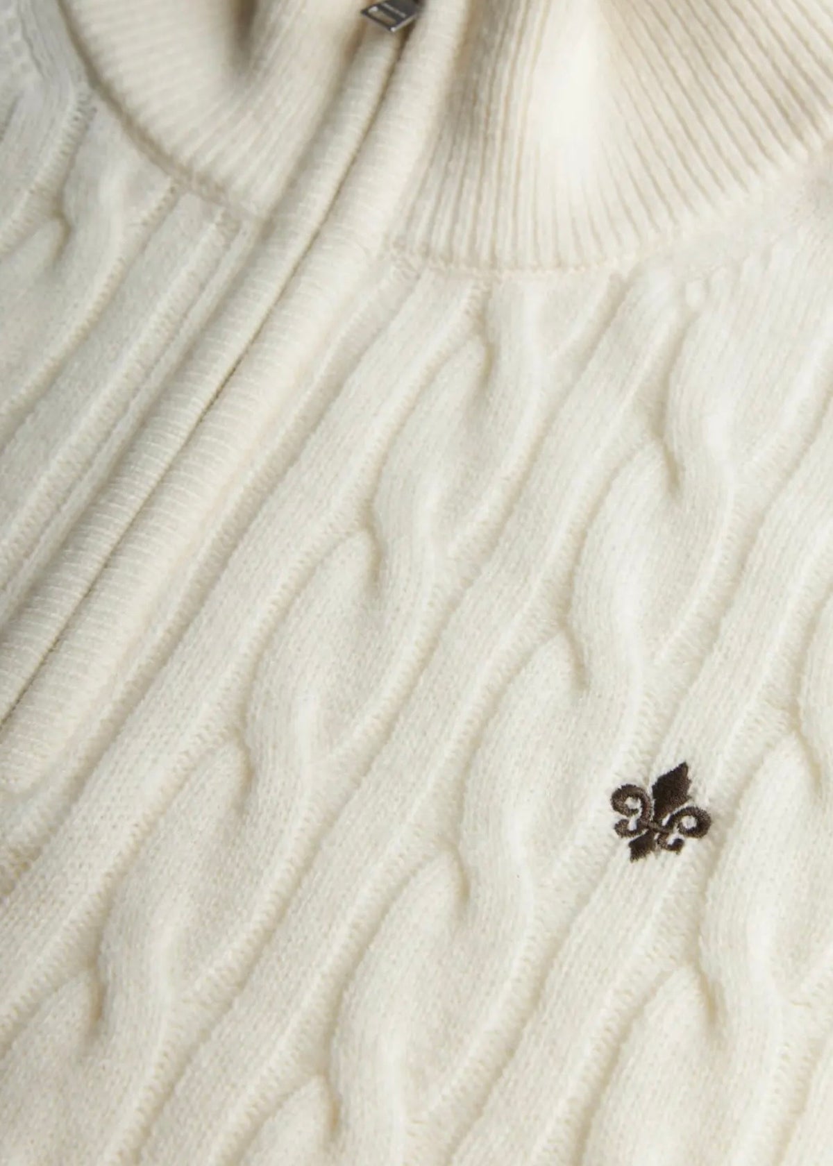 Hertford Cable Half Zip Offwhite