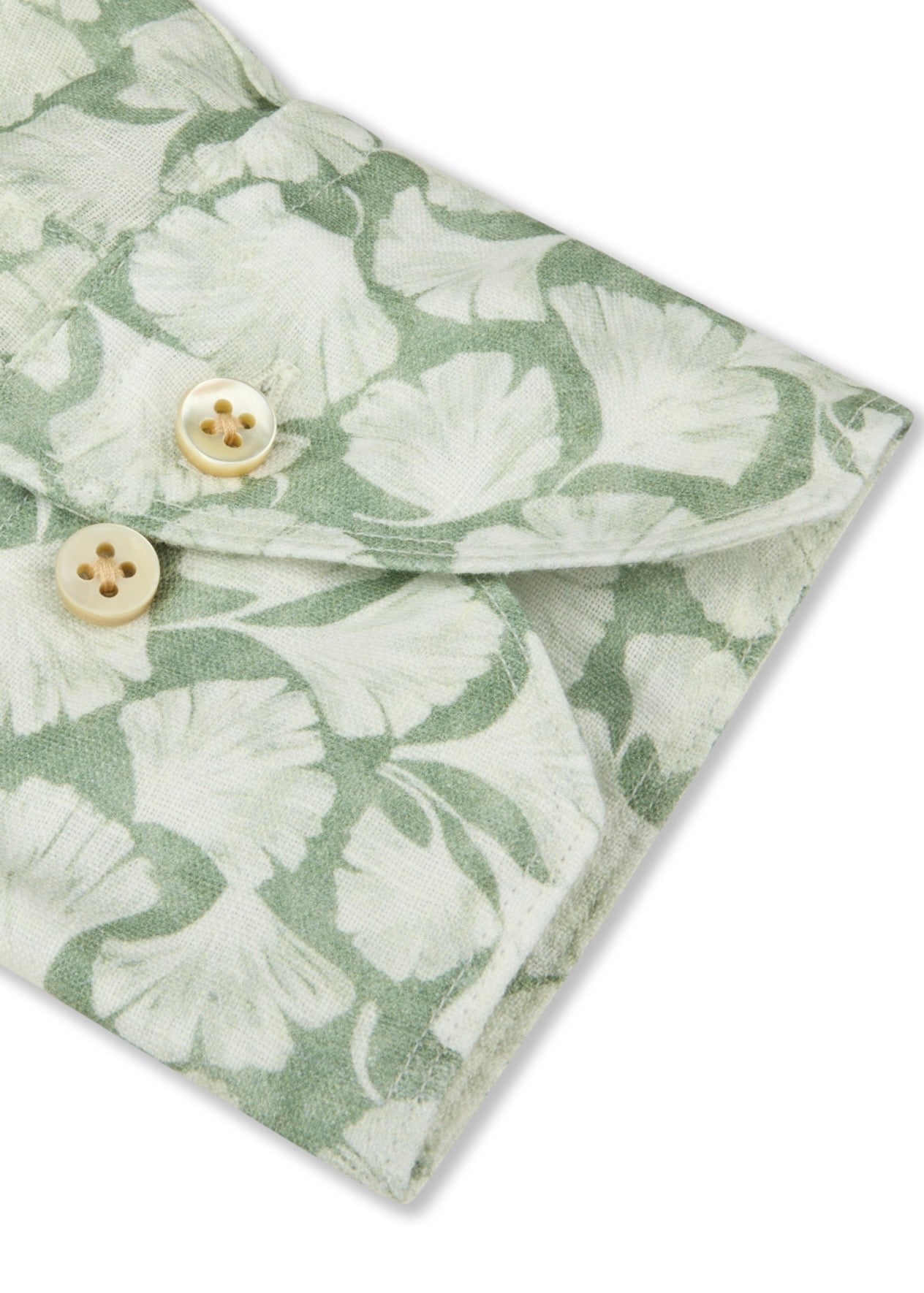 Regular Patterned Linen Shirt Light Green