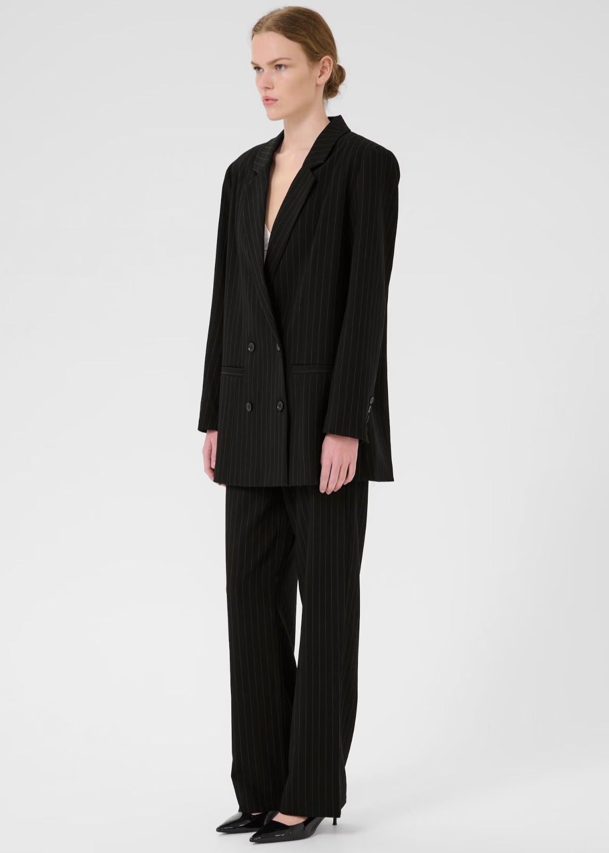 Joelle Pinstripe blazer Black