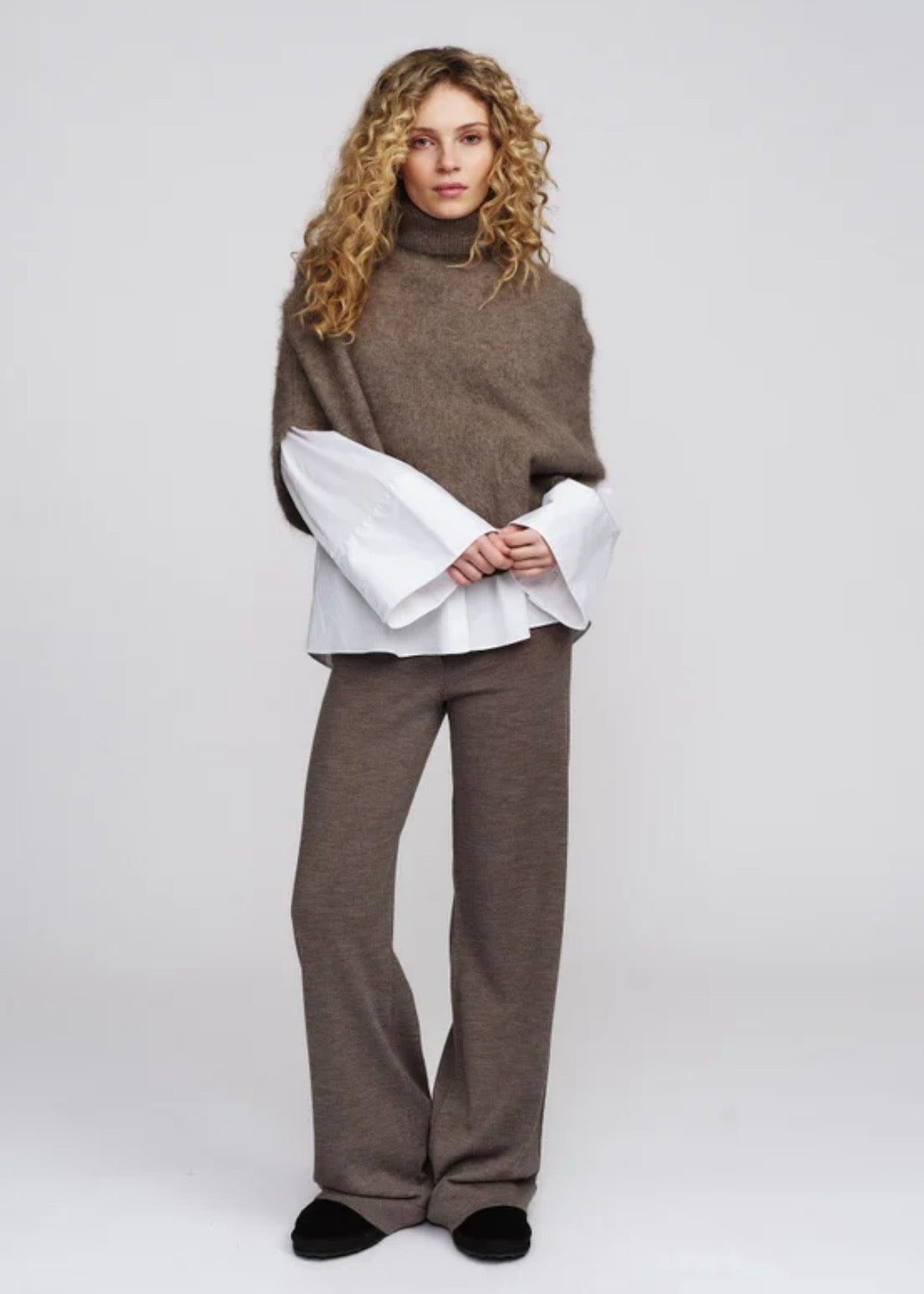Maiken Brushed Poncho Light Brown