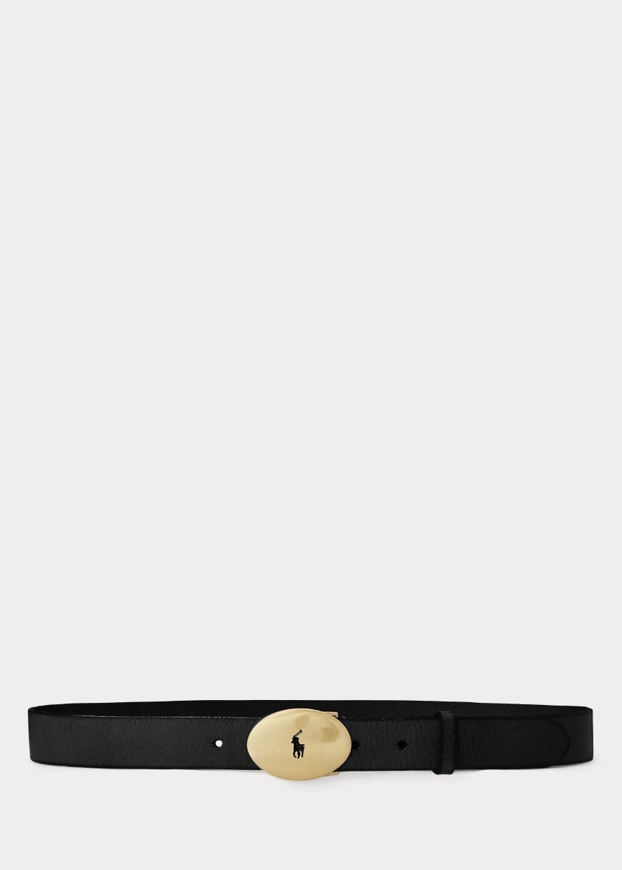 Polo ID Oval Buckle Vachetta Belt Black