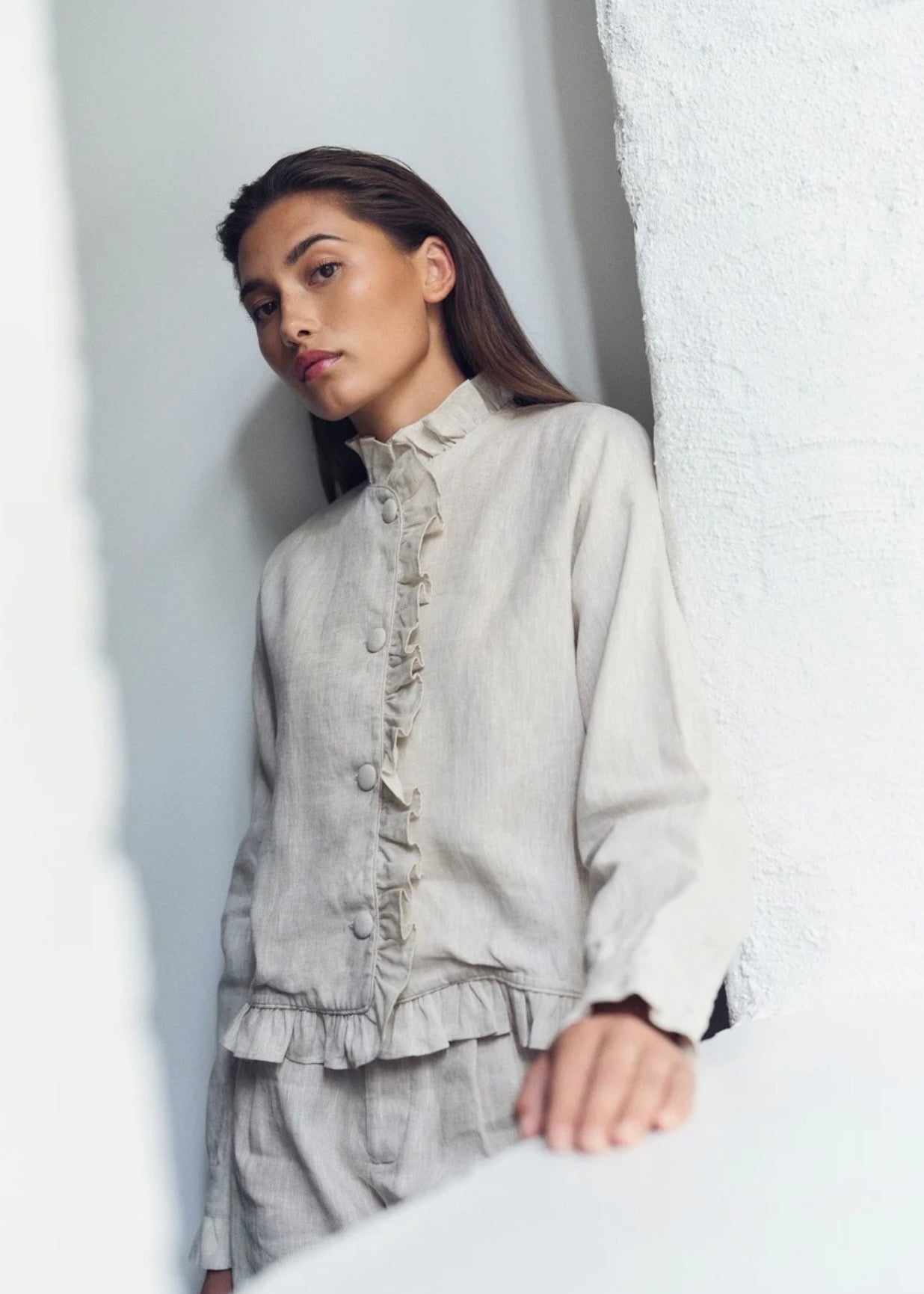 Betty Linen Jacket Beige Melange