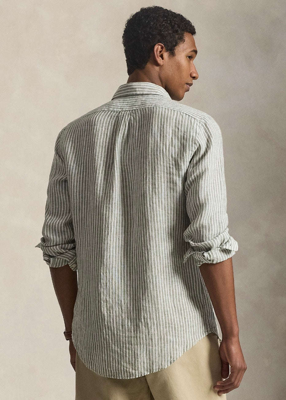 Custom Fit Striped Linen Shirt Garden Trail