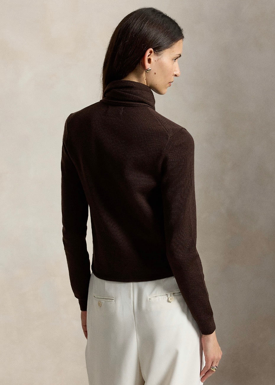 Tie Scarf Wool Cardigan Deep Chocolate