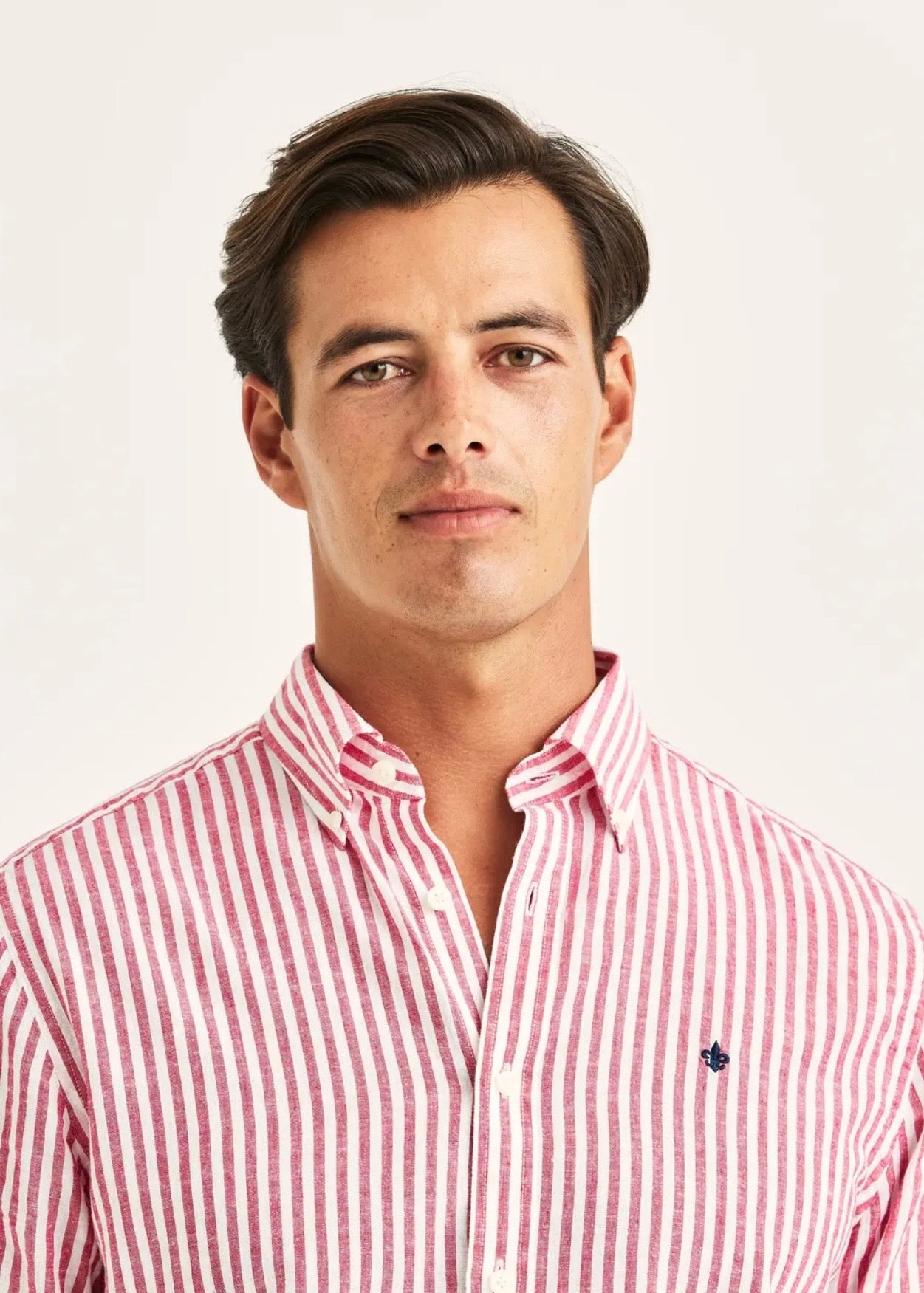 Douglas Linen Stripe Shirt Red