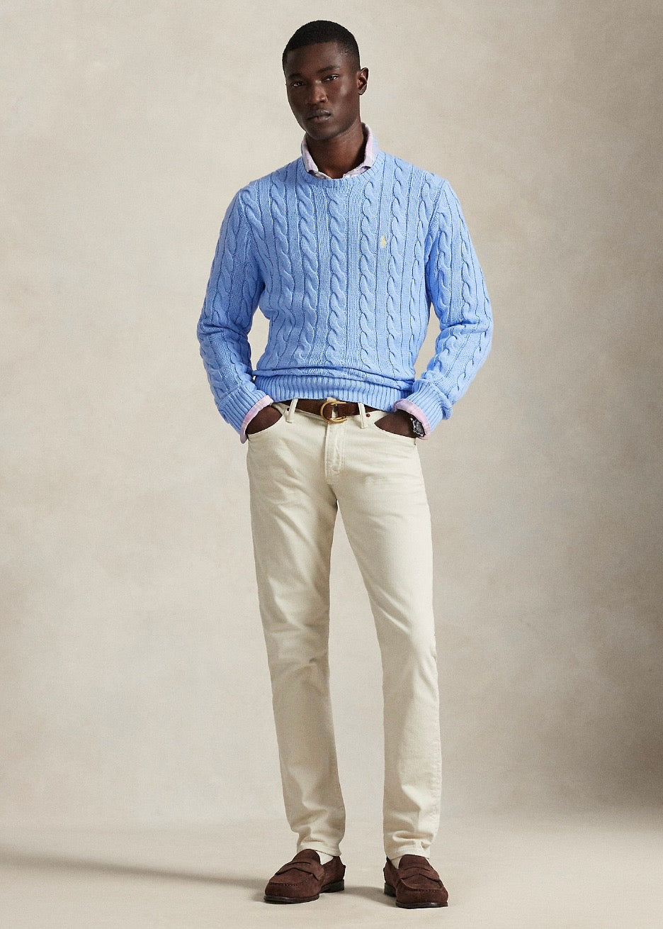 Cable Knit Cotton Sweater Austin Blue