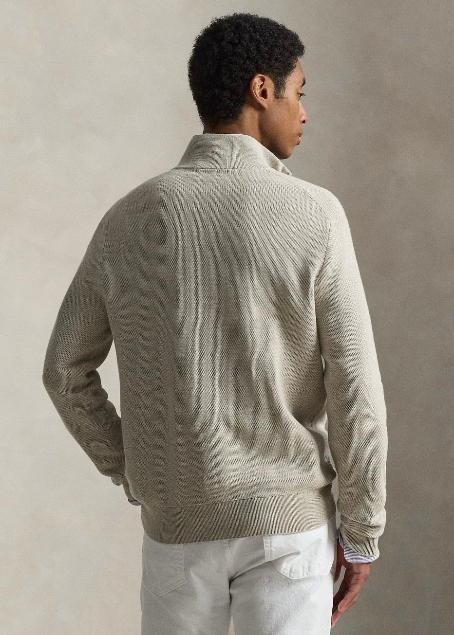 Mesh Knit Quarter Zip Light Walnut