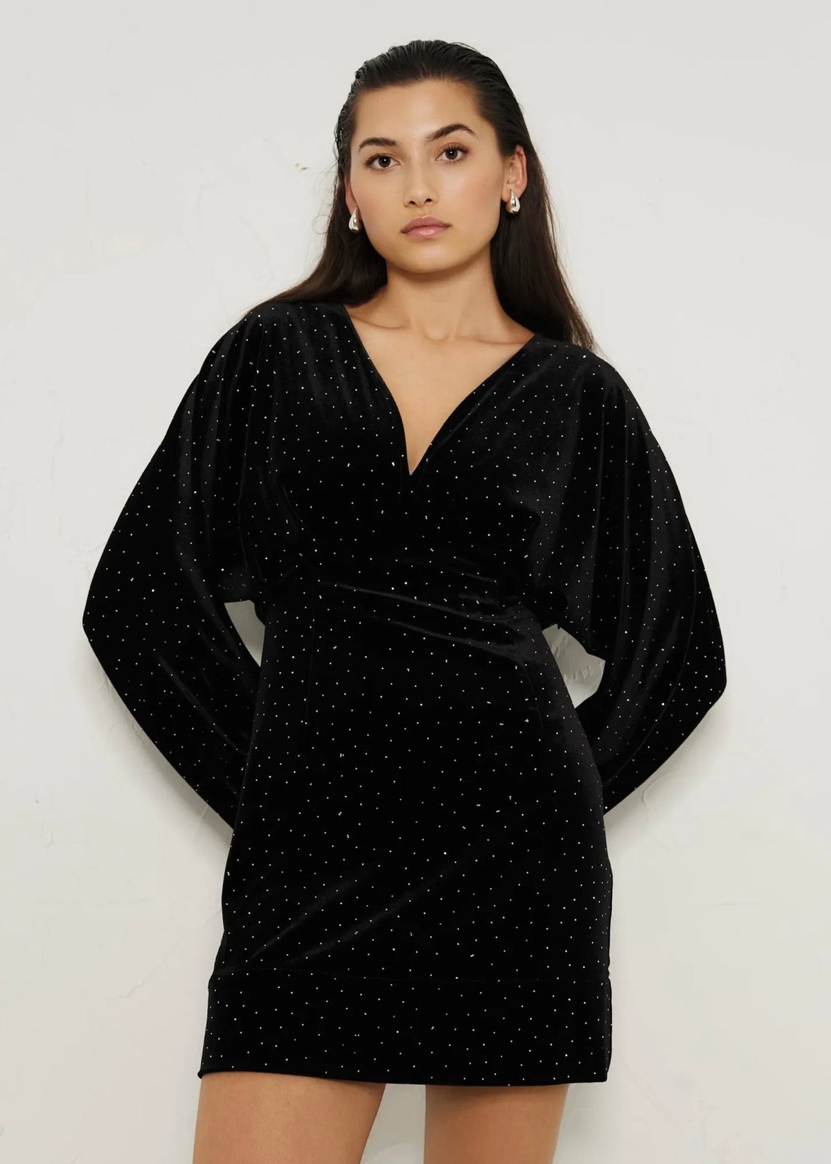 Philo Stud Velour Dress Black