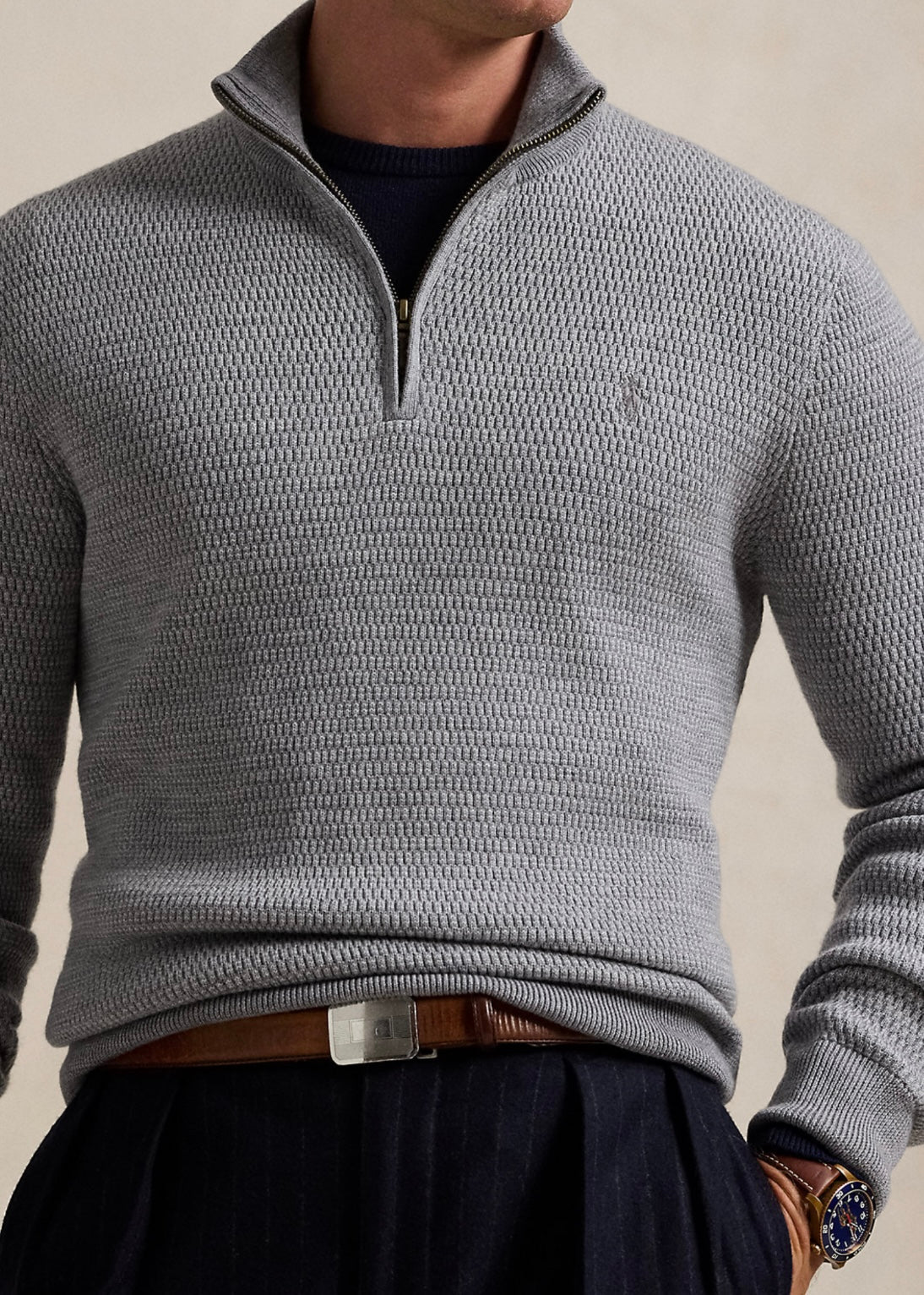 Polo Ralph Lauren Structur Wool zip - Grey Combo