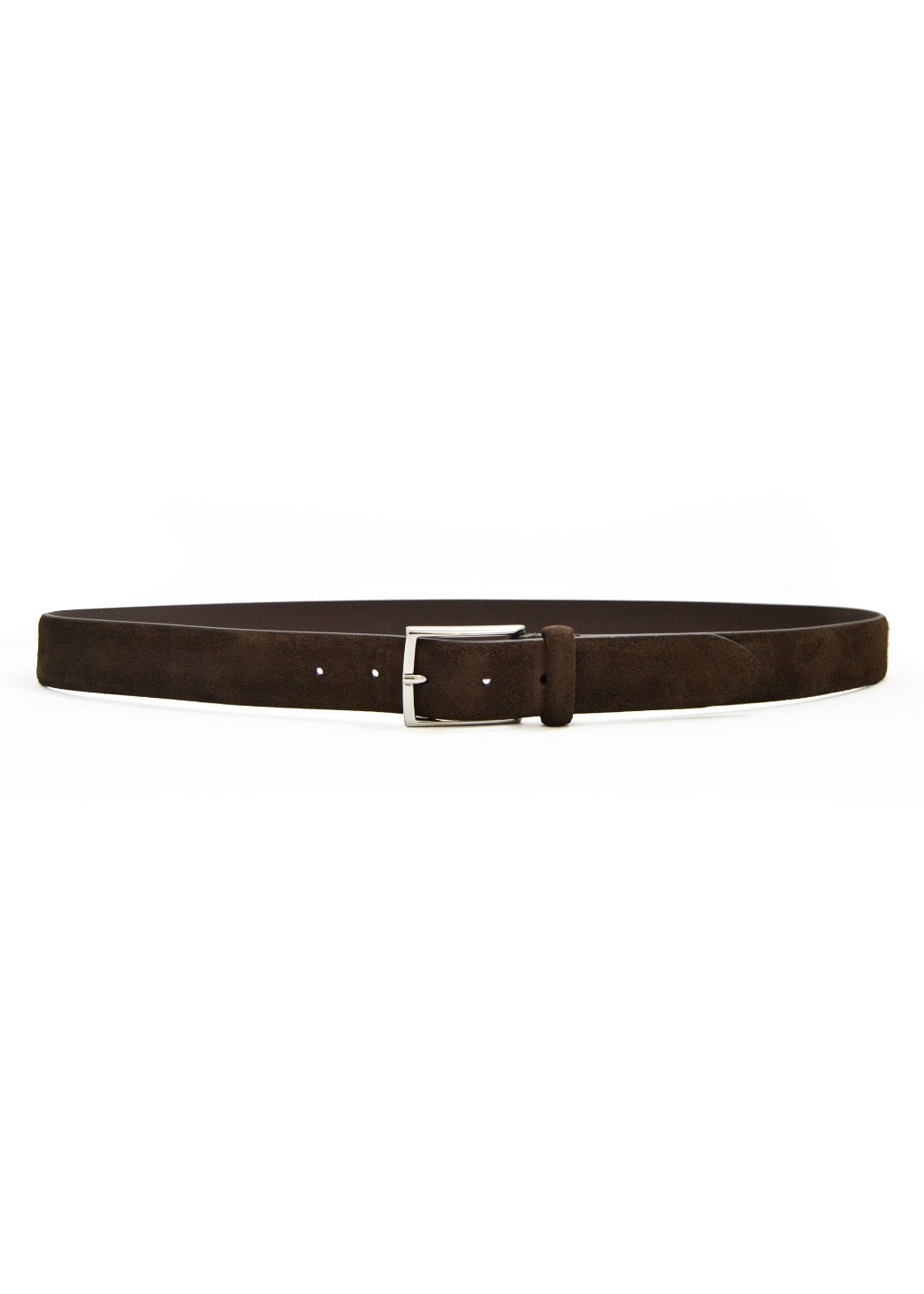 Suede Leather Belt Dark Brown