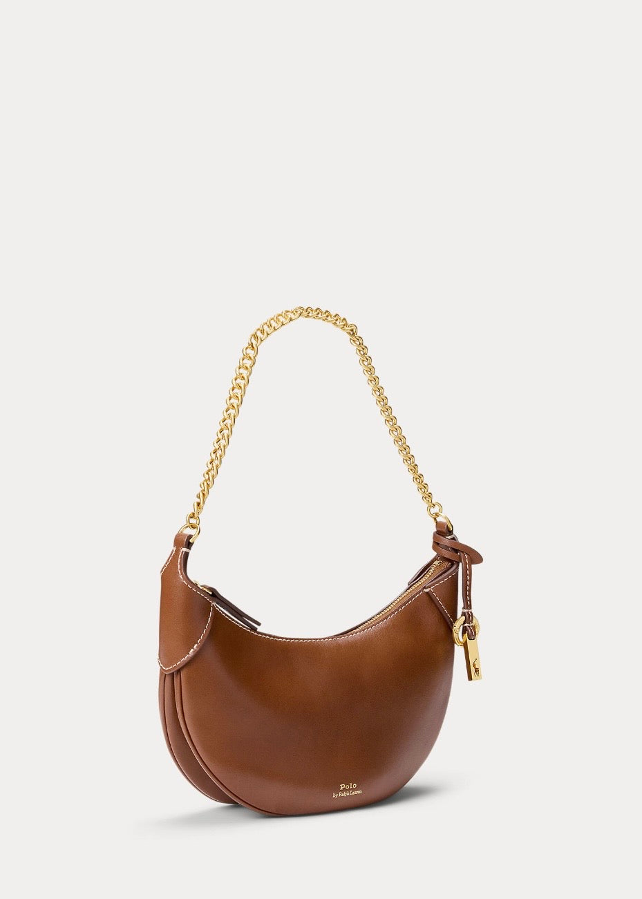 Polo ID Leather Mini Chain Bag Brown
