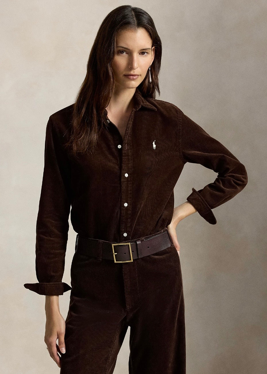Classic Fit Corduroy Shirt Dark Brown