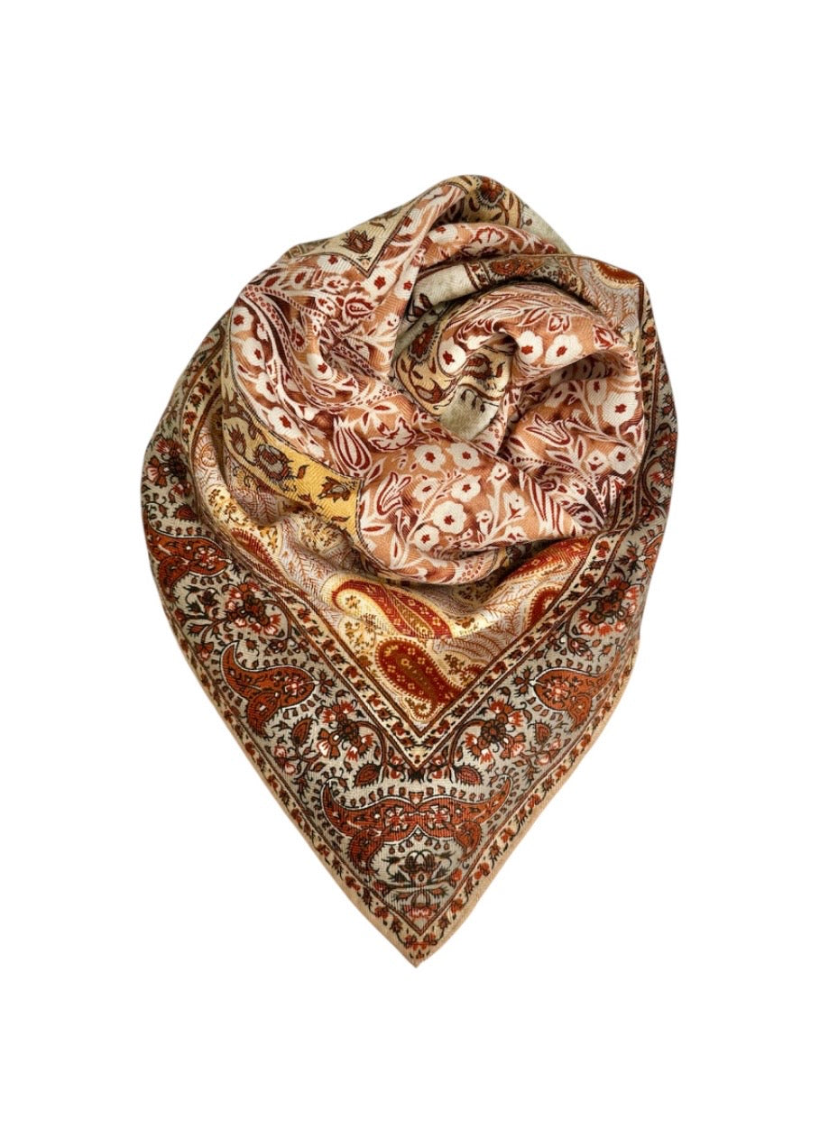 Wool-Silk Scarf Terracotta
