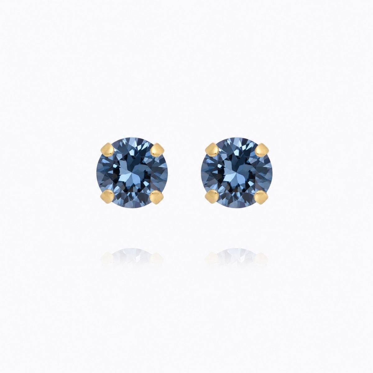 Classic Stud Earrings Gold Denim Blue