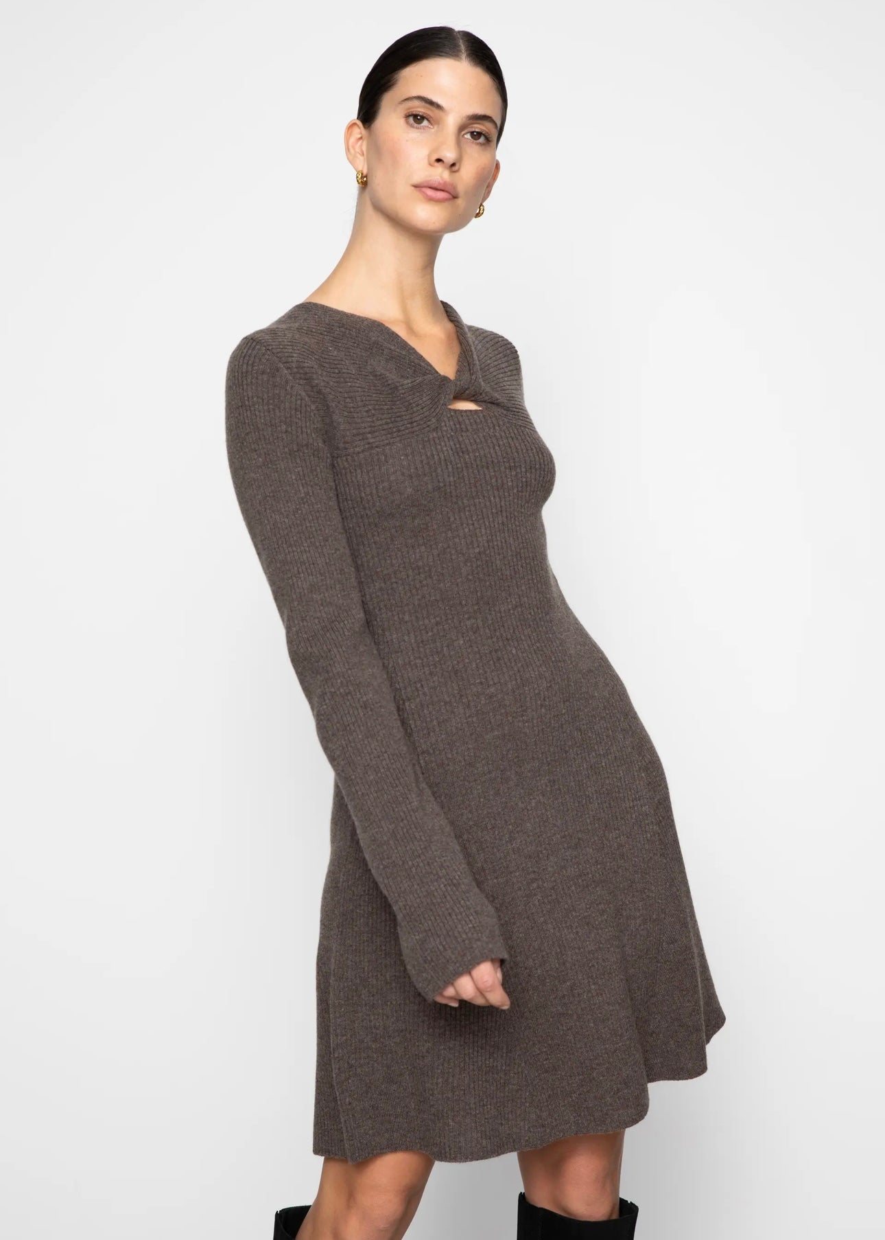 Camilla Pihl Myla dress - Dark Taupe Melange