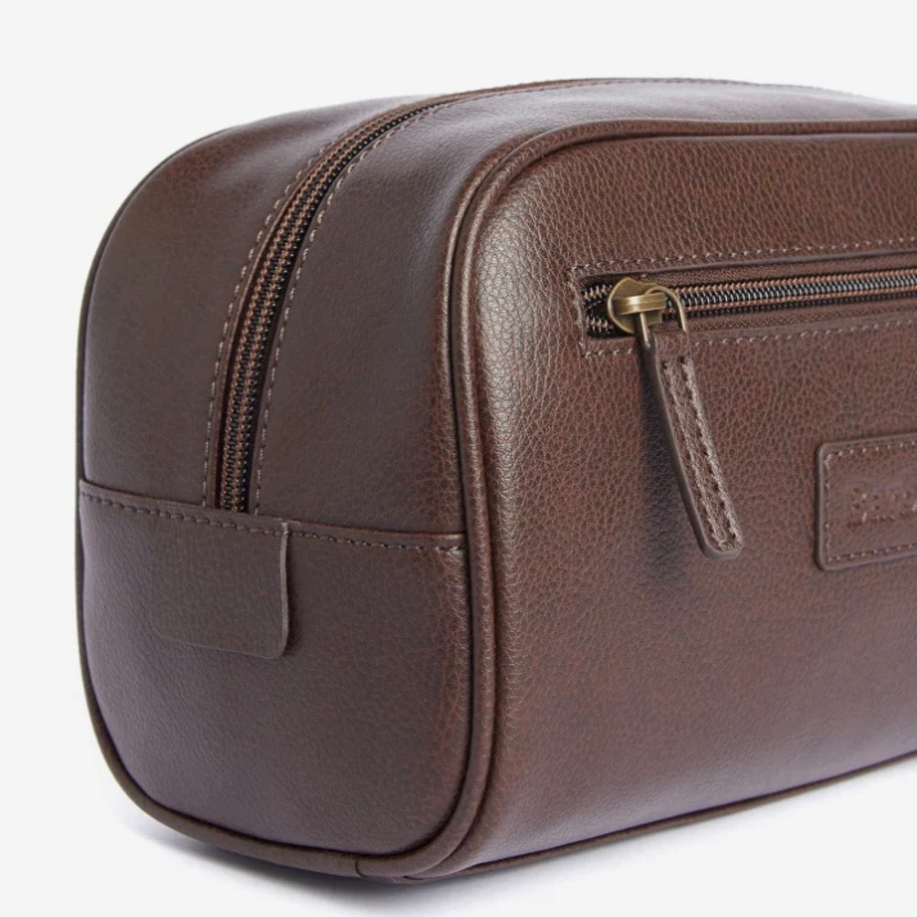 Leather Washbag Dark Brown