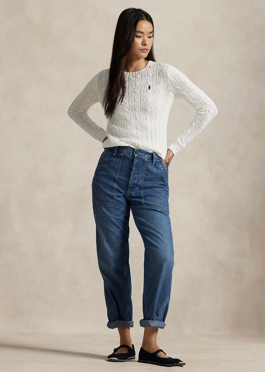 Cable Knit Cotton sweater White
