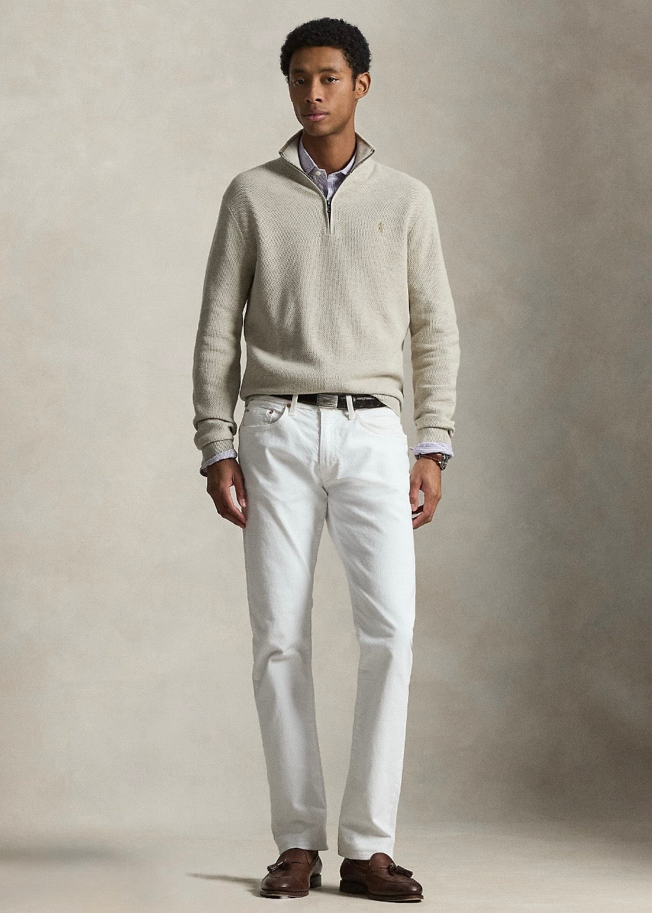 Mesh Knit Quarter Zip Light Walnut