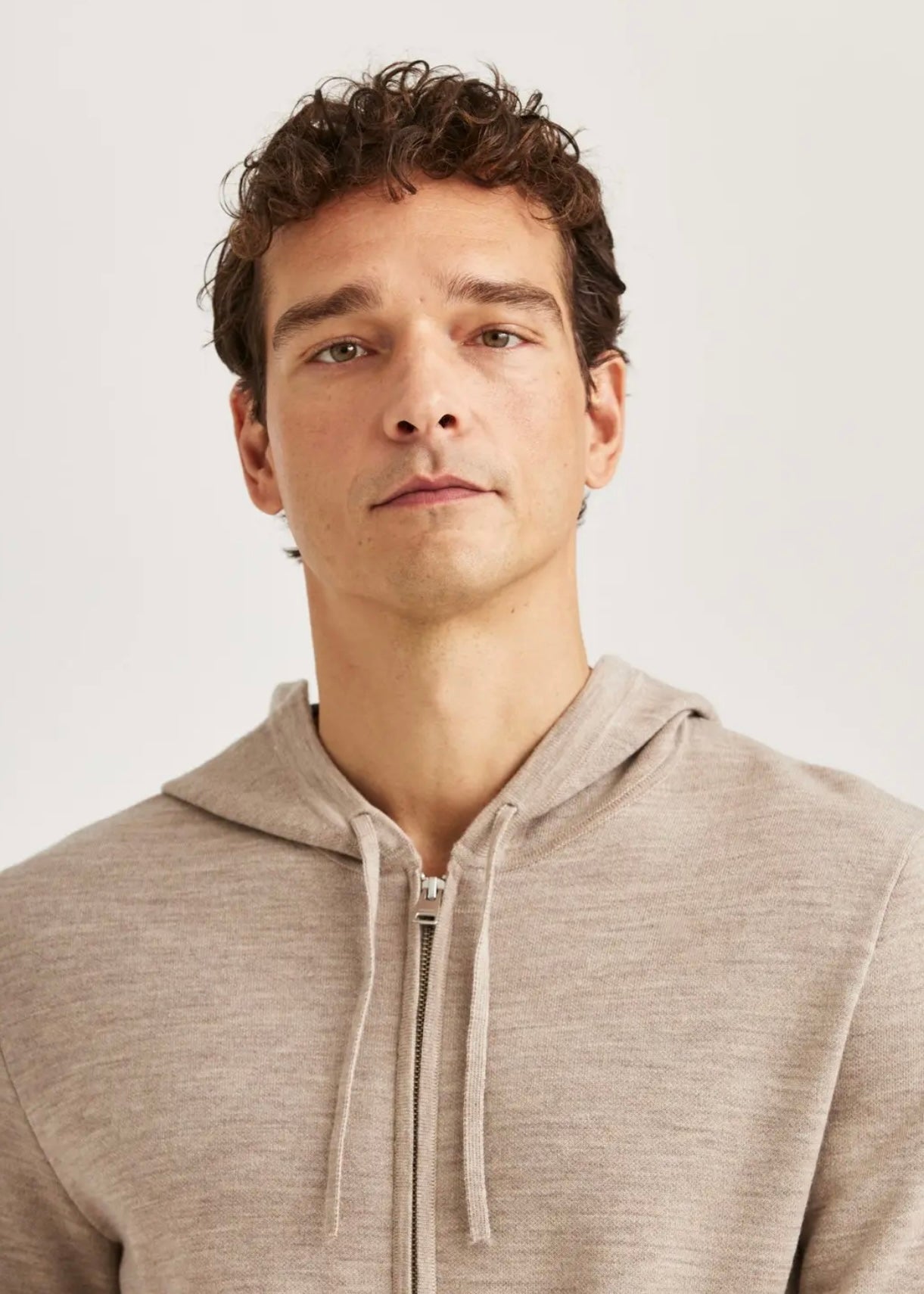 Merino Double Zip hood Khaki