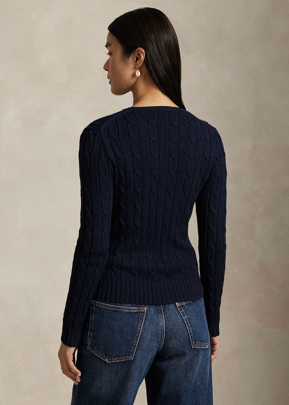 Cable Knit Cotton Crew Hunter Navy