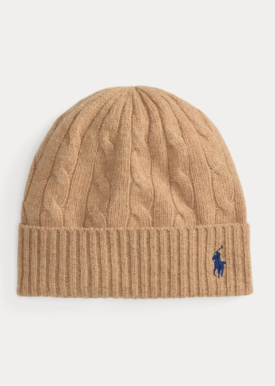 Cable Wool-Cashmere beanie Camel