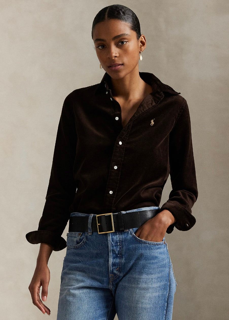 Stertch Slim Fit Corduroy shirt Dark Bleech