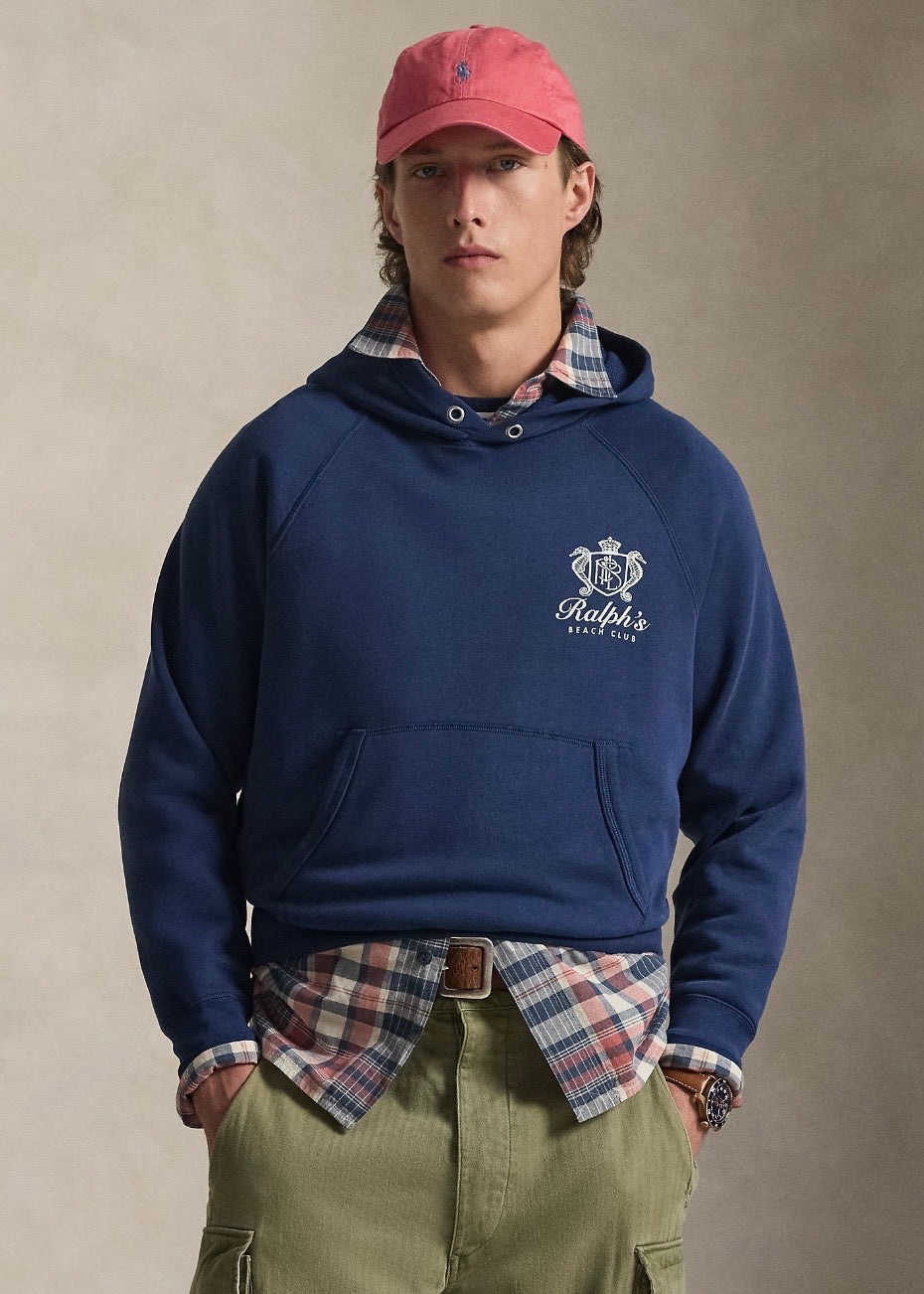 Vintage Fleece Graphic Hoodie Dark Cobalt