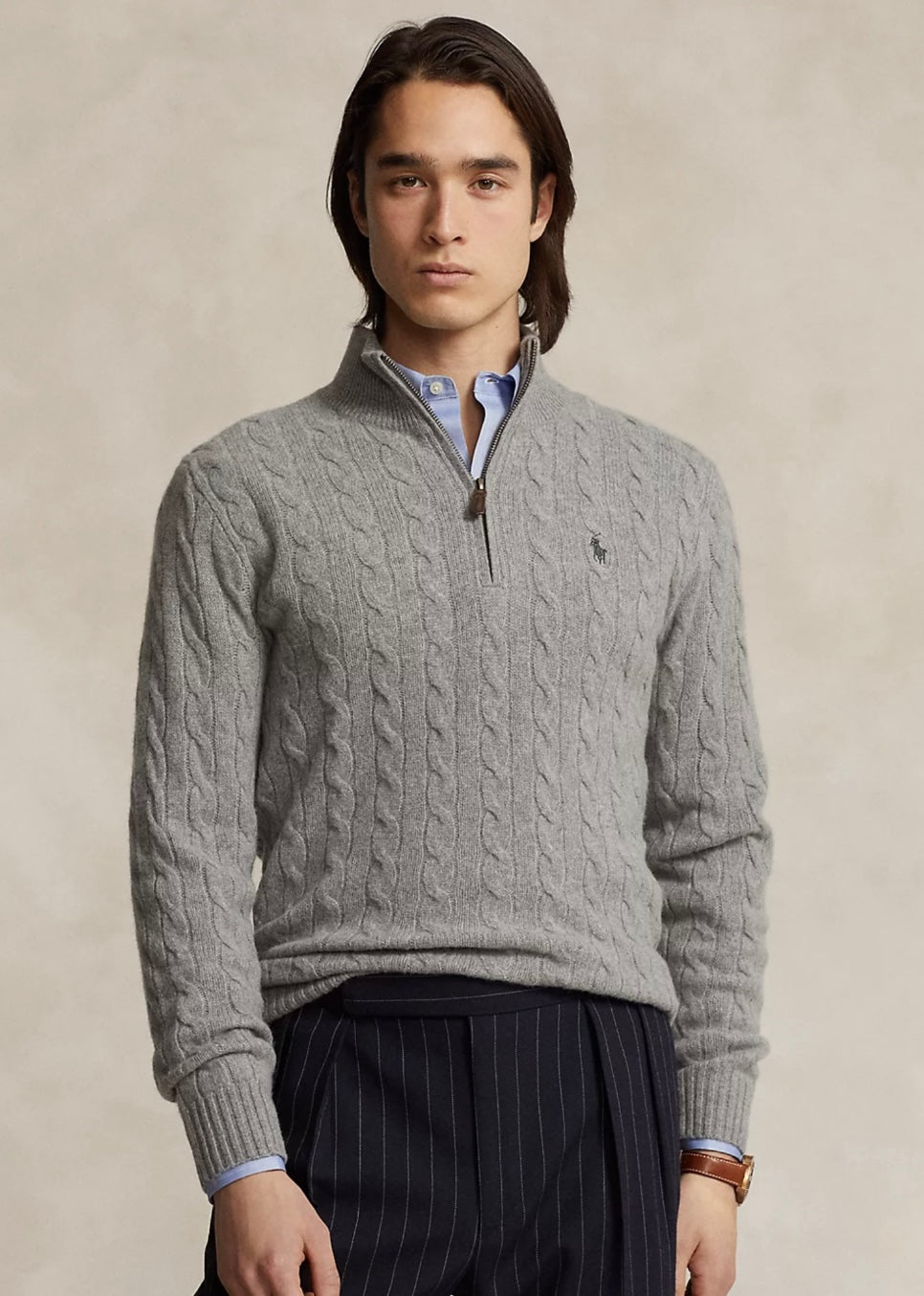 Polo Ralph Lauren Cable Zip - Fawn Grey Heather