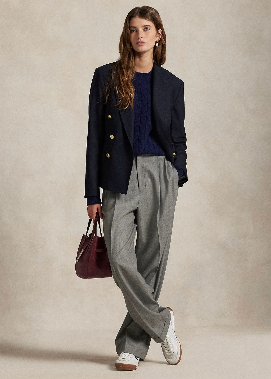 Double Breasted Stretch Blazer Navy