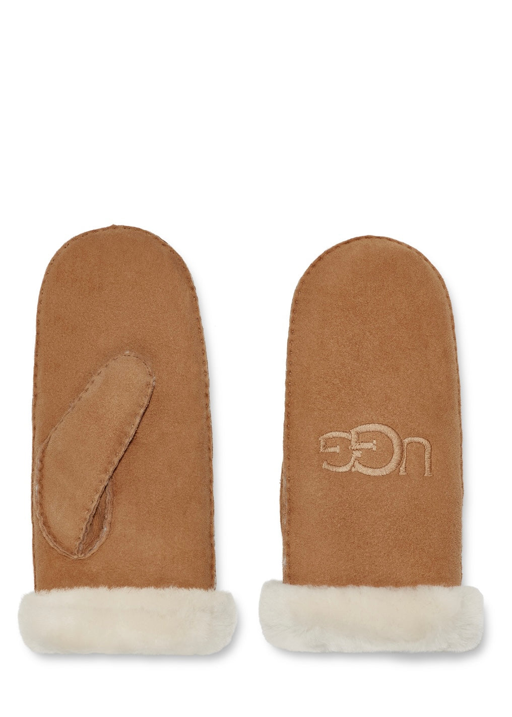 Sheepskin Embroidery mitten Chestnut