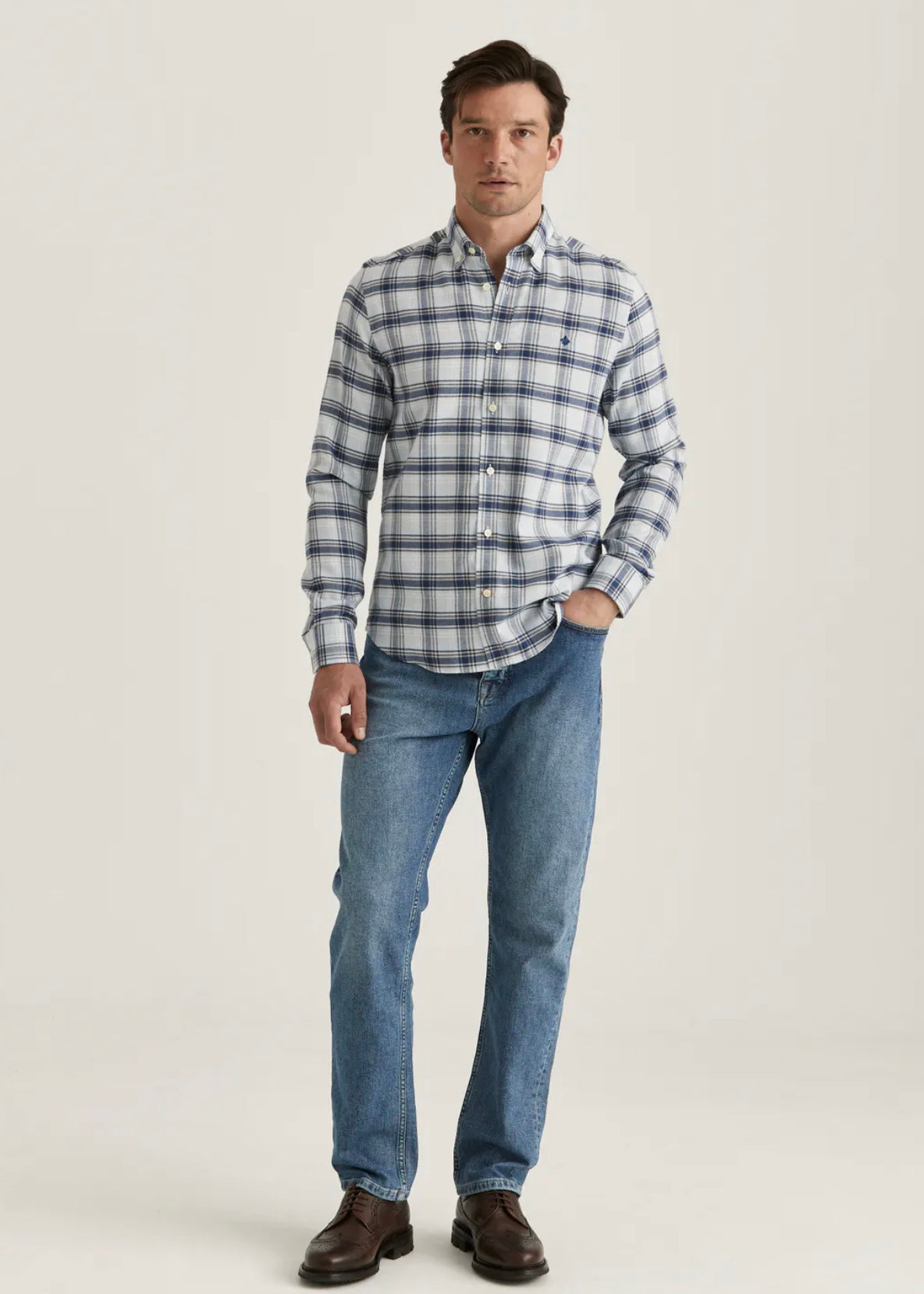 Morris Soft Check Flannel shirt - Blue