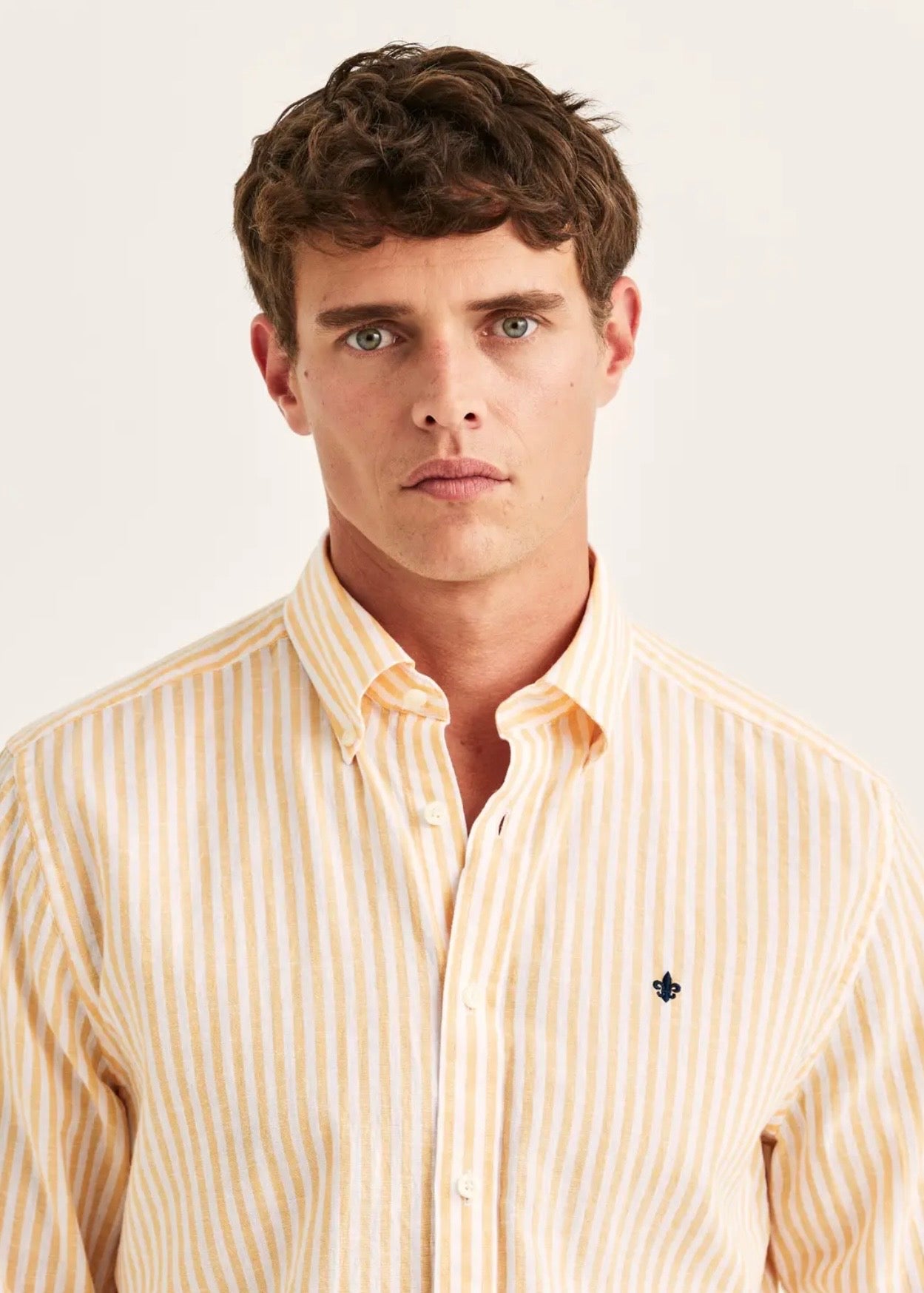 Douglas Linen Stripe Shirt Orange
