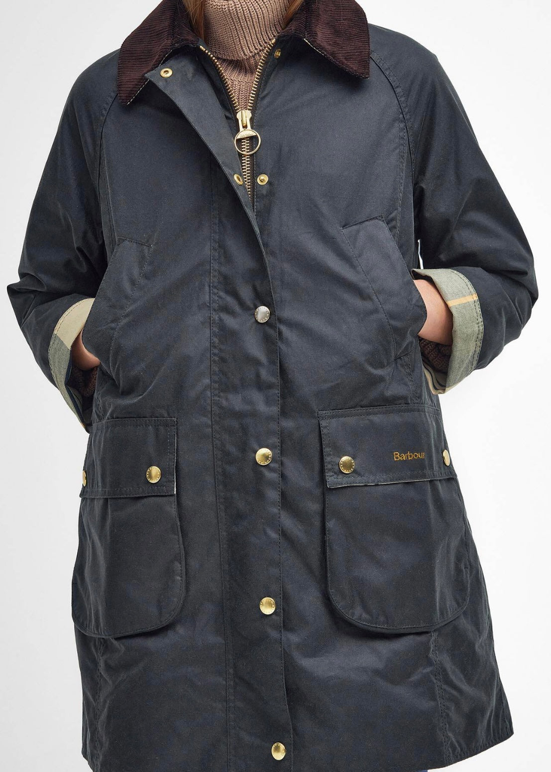 Long Beadnell Wax Jacket Sage