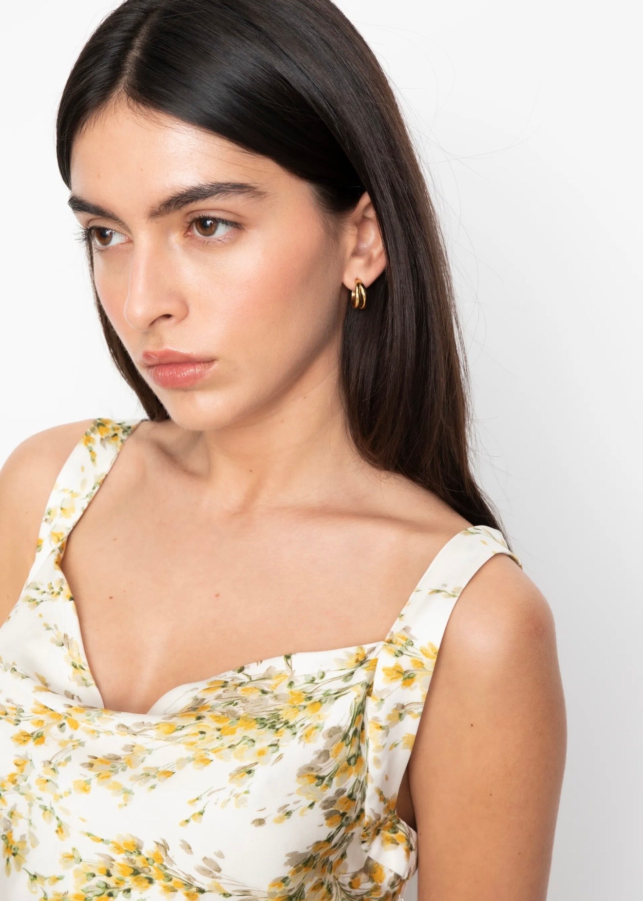 Anna Dress Yellow Mimosa Print