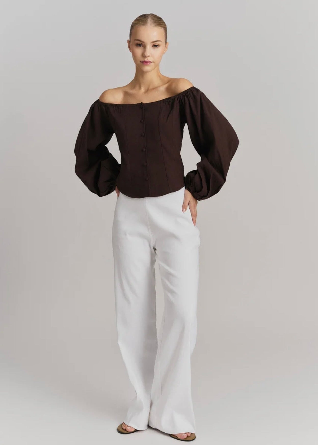 Luiza Stretch Linen Shirt Dark Brown